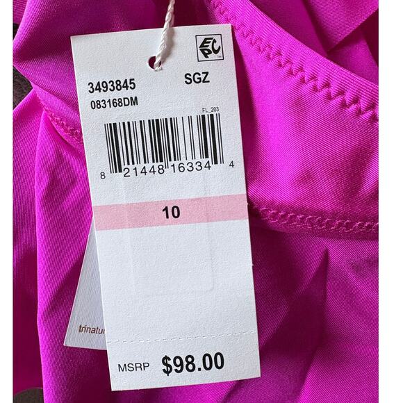 NWT! Trina Turk Monaco Ruffle One Shoulder Bikini Top in Stargazer - Size 10 - Picture 9 of 10